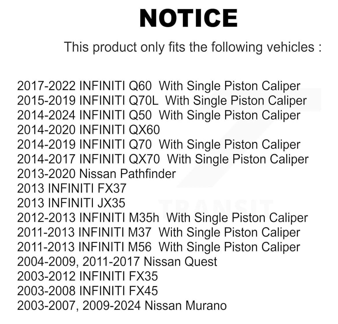 Freins arrières Infiniti M37 et Nissan