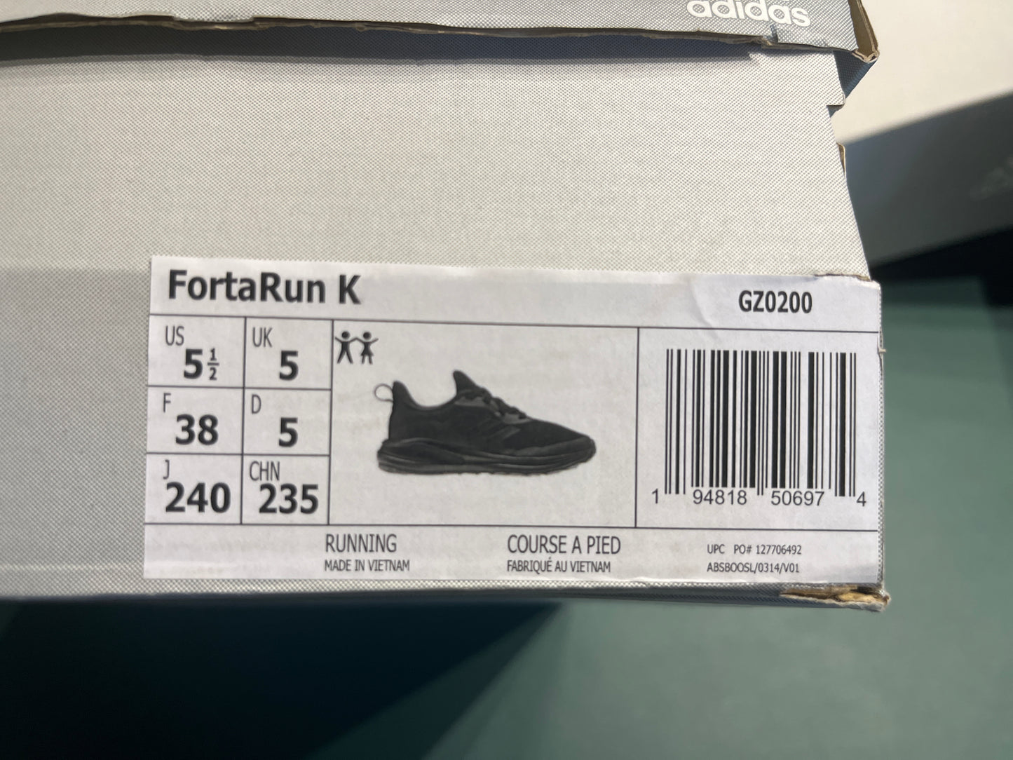 FortaRun K black shoes