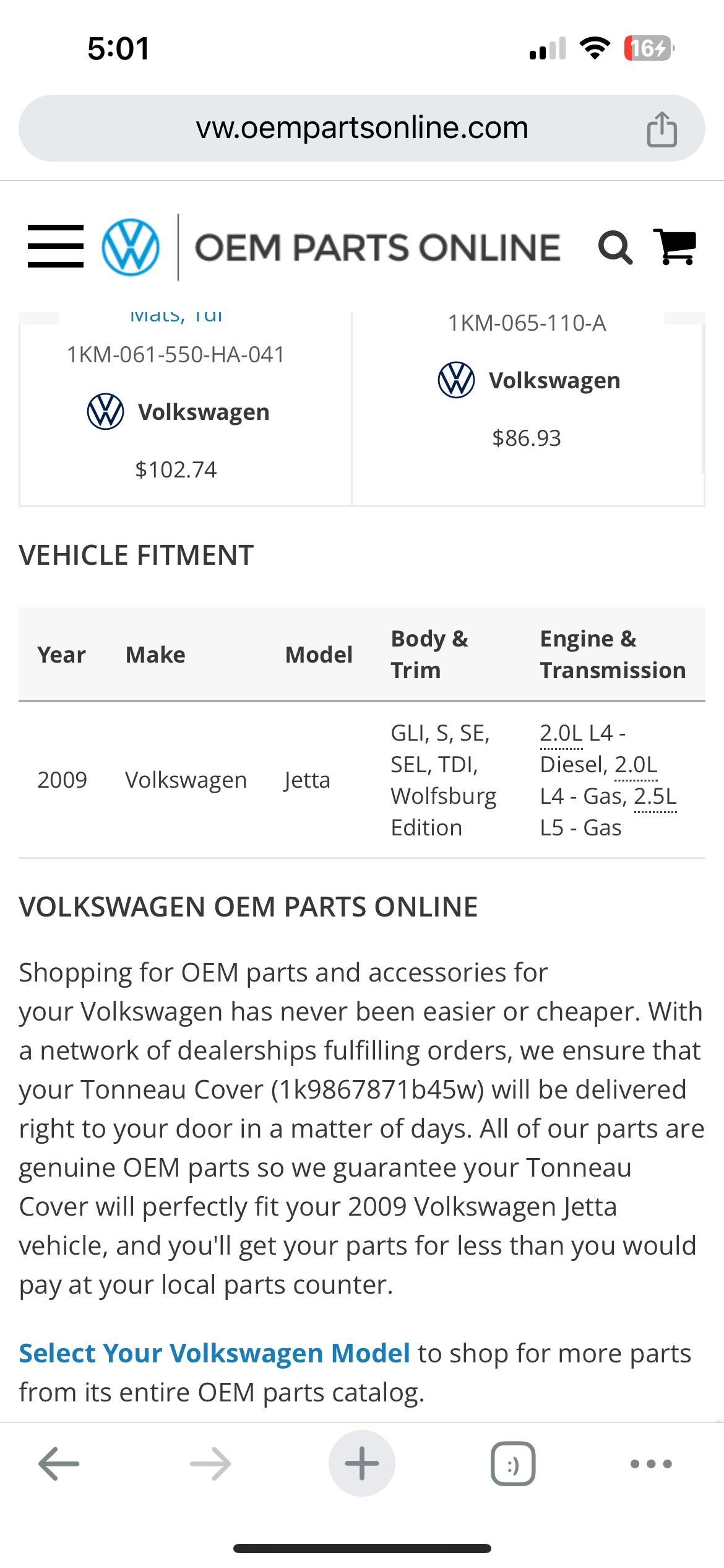 Cargo cover Volkswagen Jetta 2009 cache bagage