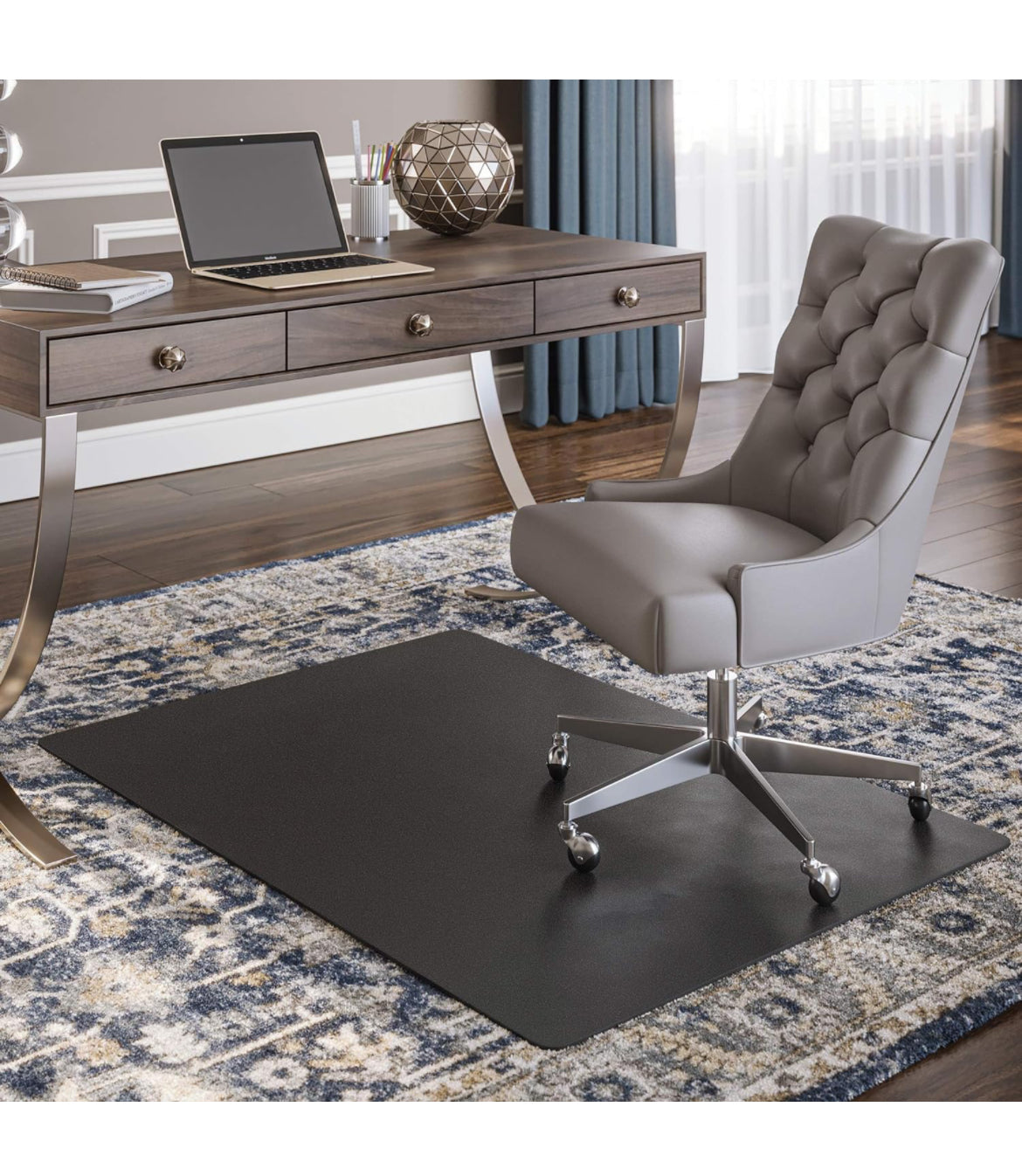 Tapis protecteur Deflecto EconoMat Black Chair Mat, Low Pile Carpet Use, Rectangle, Straight Edge, 45 x 53 Inches