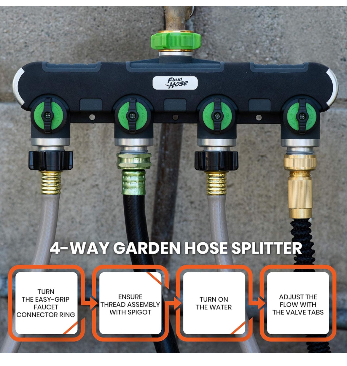 Splitter 4 way flexi hose