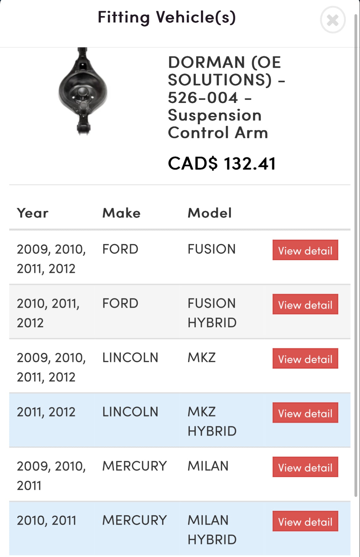 Brand NEW Passenger Side Lower Ford Fusion 09-12 Lincoln MKZ Rearward Suspension Control Arm