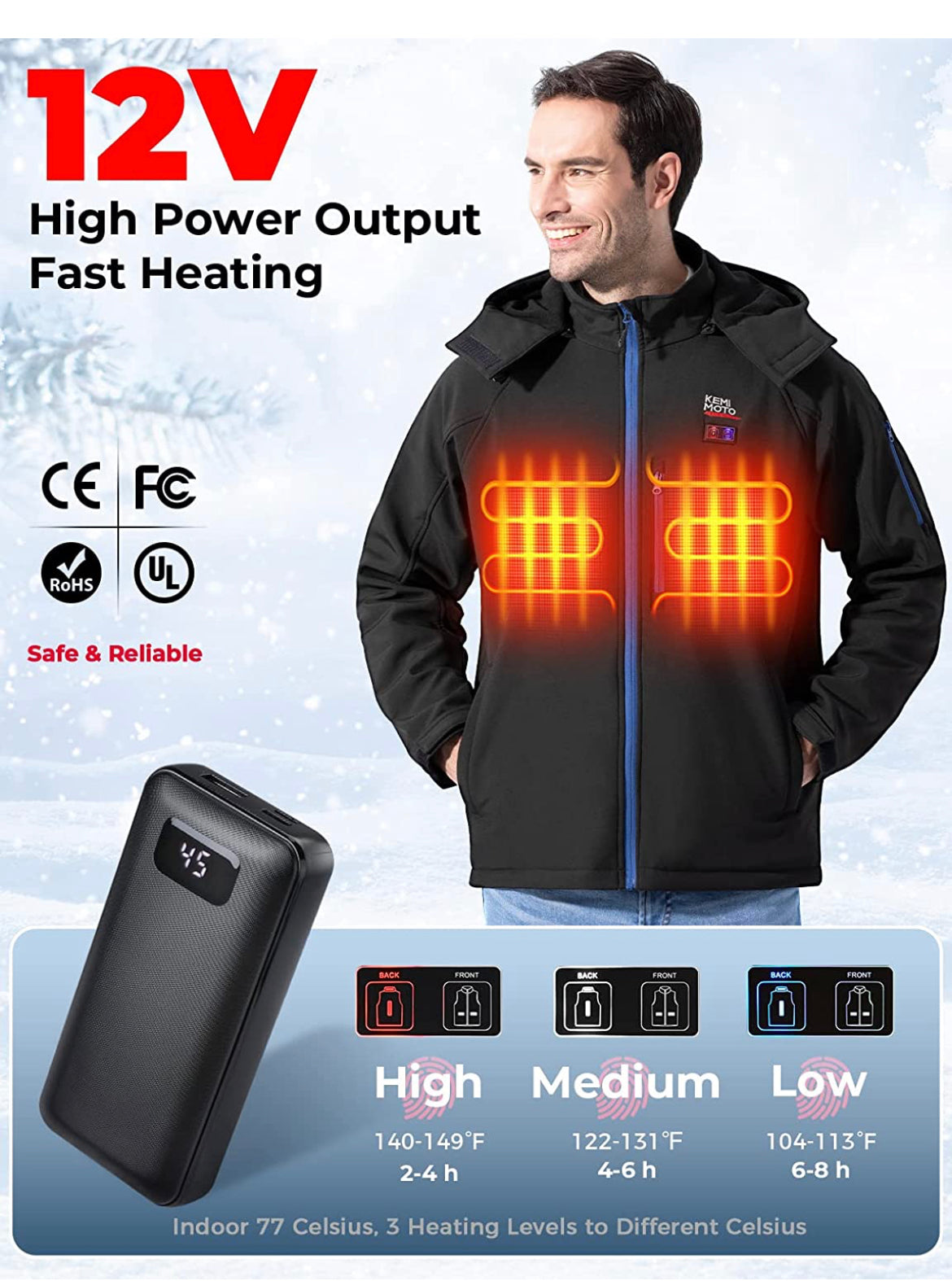 Manteau chauffant homme Kemimoto