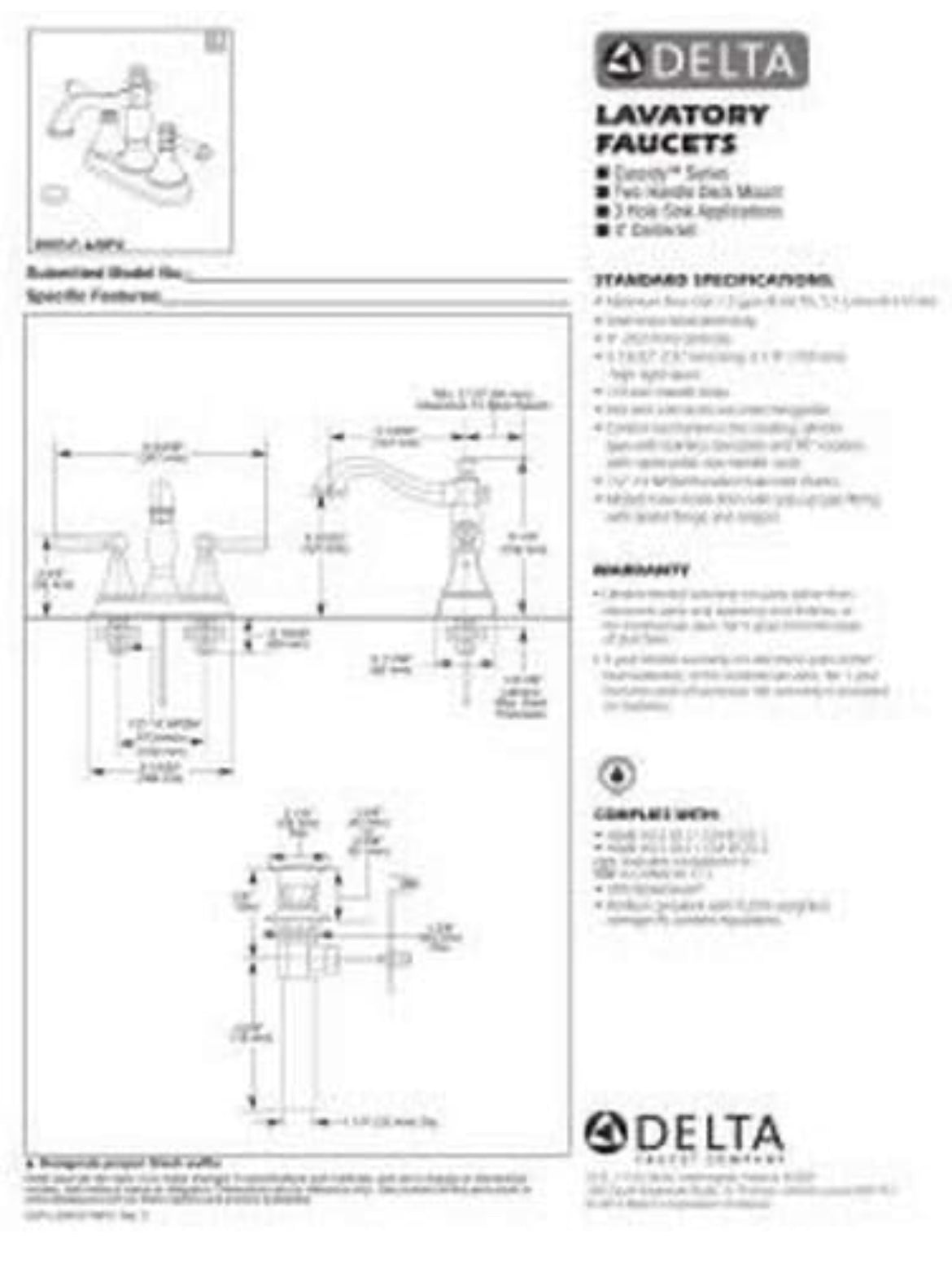 Delta Faucet Delta robinet 2597lf-czmpu Cassidy deux Poignée Toilettes