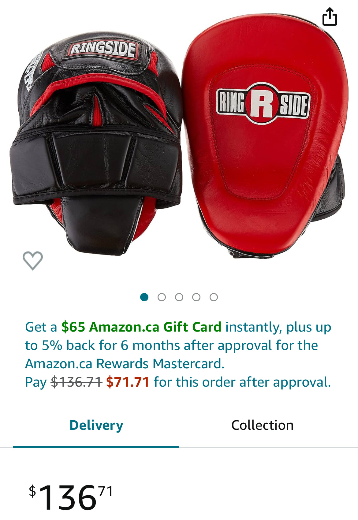 Ringside Pro Panther Punch Mitts, Red/Black, One Size