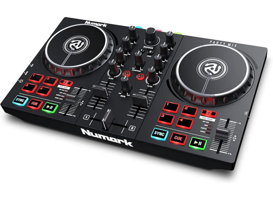 Numark Party Mix II - DJ Controller with Party Lights, DJ Set with 2 Decks, DJ Mixer, Audio Interface and USB Connectivity + Serato DJ Lite