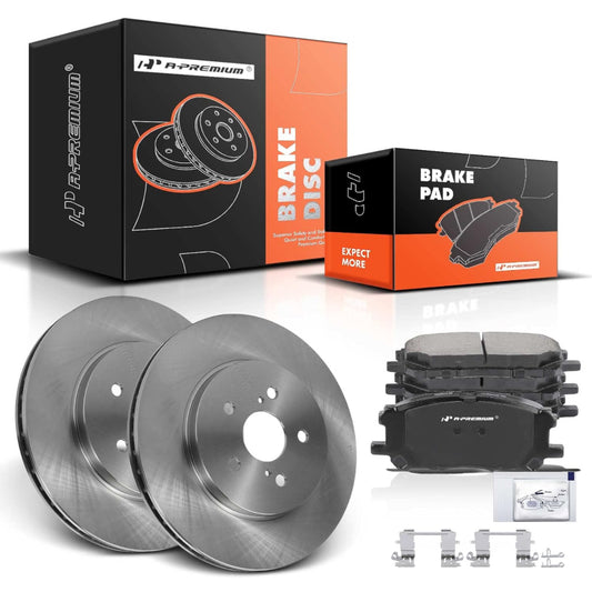 Freins A-Premium 12.56 inch (318.9mm) Front Vented Disc Brake Rotors + Ceramic Pads Kit Compatible with Select Toyota and Lexus Models - Highlander 06-07, RX330 04-06, RX350 07-09, RX400h 06-08, 6-PC Set