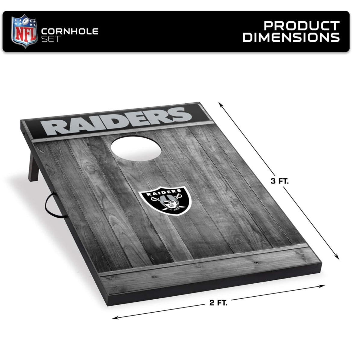 Jeu de poches Raiders Las Vegas Wild Sports 2'x3' MDF Wood NFL Cornhole Set - Grey Wood Design