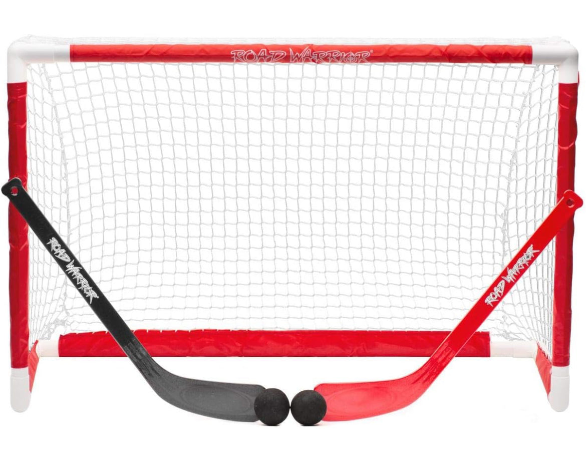 Road Warrior Deluxe Mini Hockey Net Set with Shooter Tutors