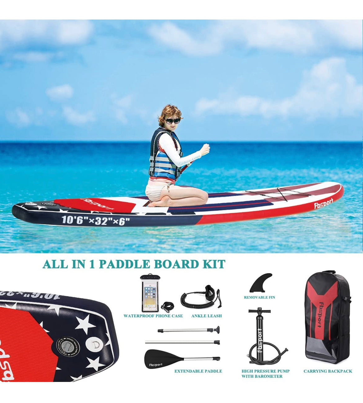 Paddle board FBSports Stars & stripes 10.6x32x6