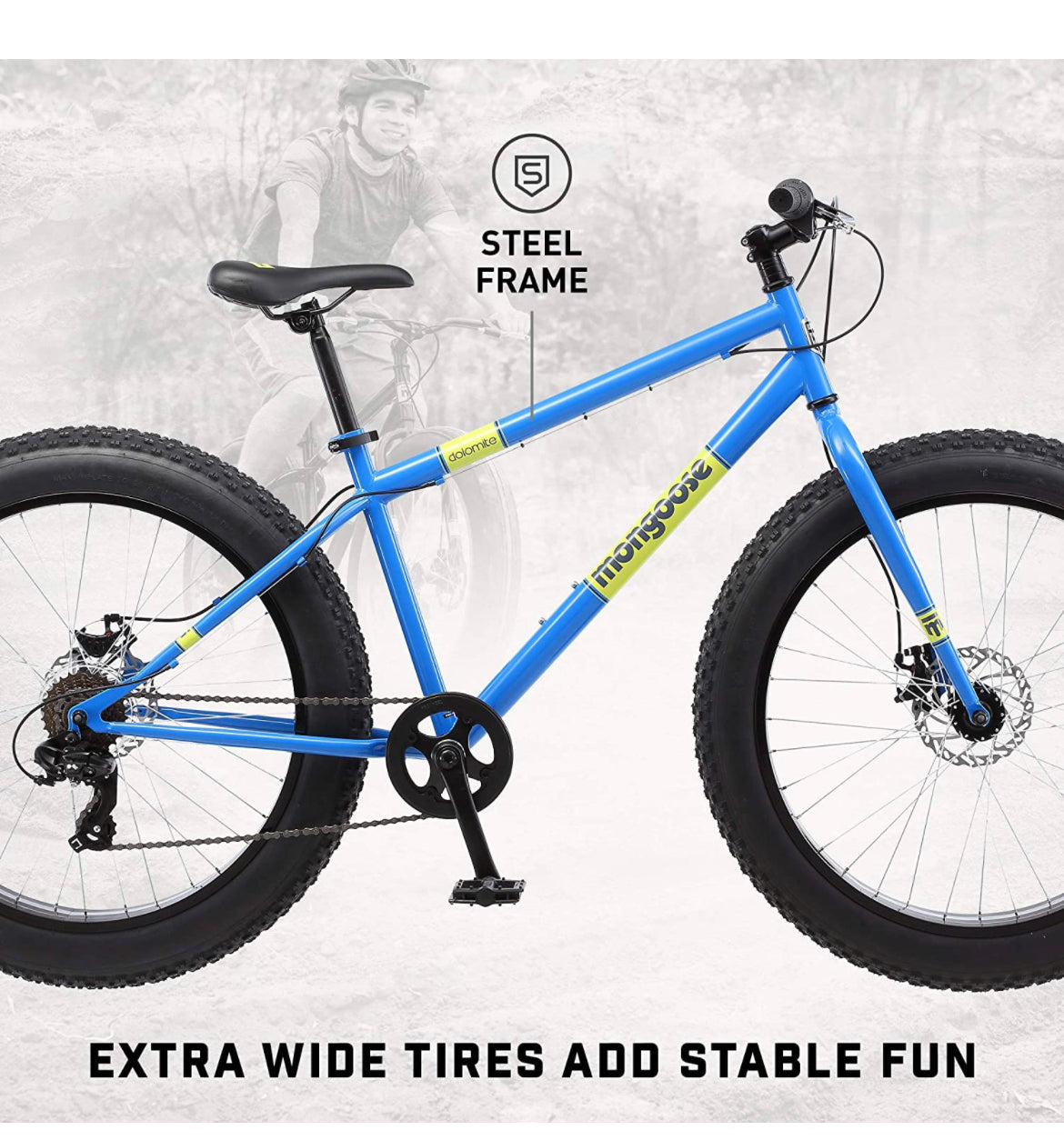 Vélo Mongoose Dolomite 26" Wheel Fat Bike Blue, 18" Frame Size