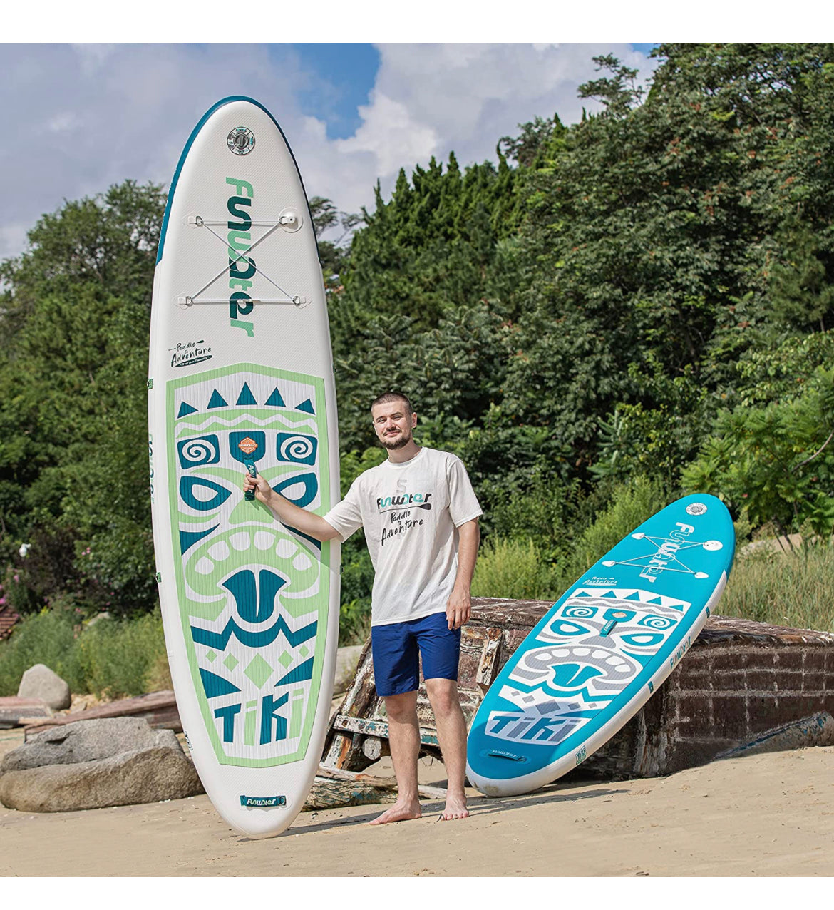 Paddle board Tiki blanc/vert 10.6x33x6